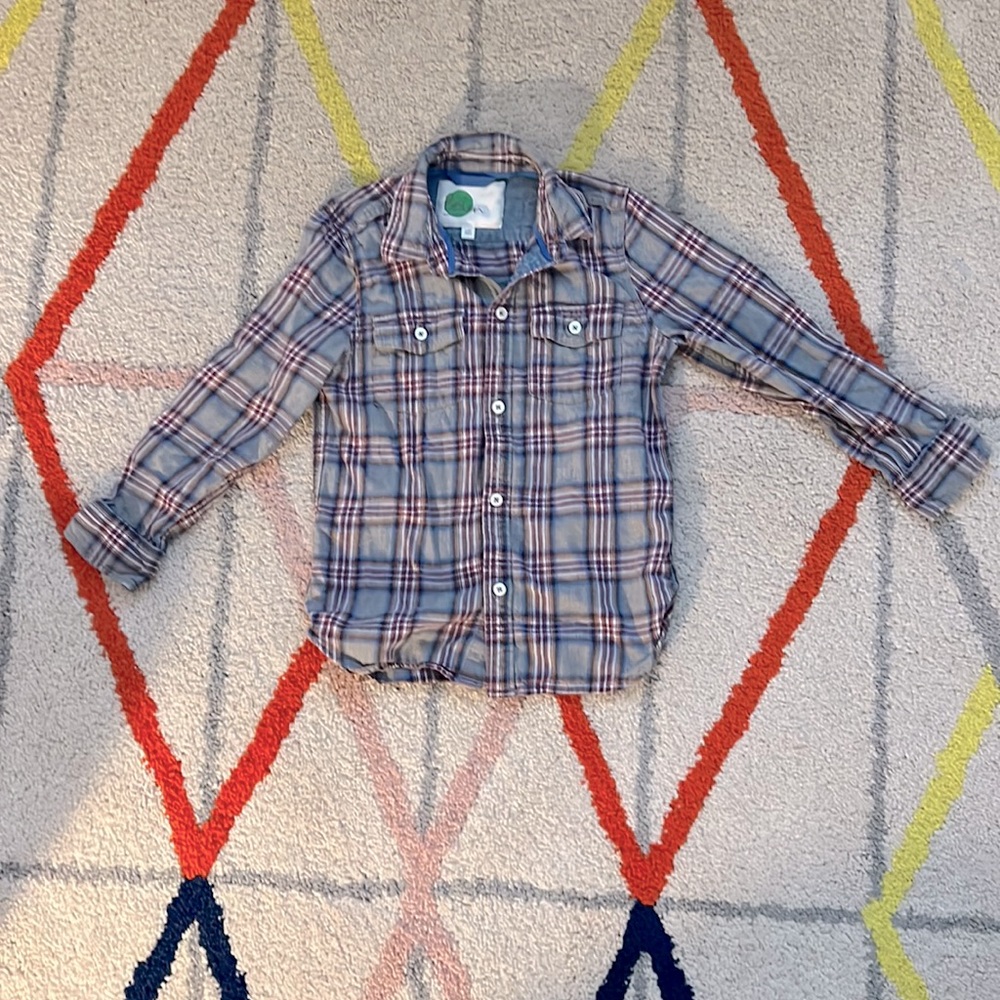 Boden Kids Brushed Flannel Shirt - Gray - Size 7-8Y